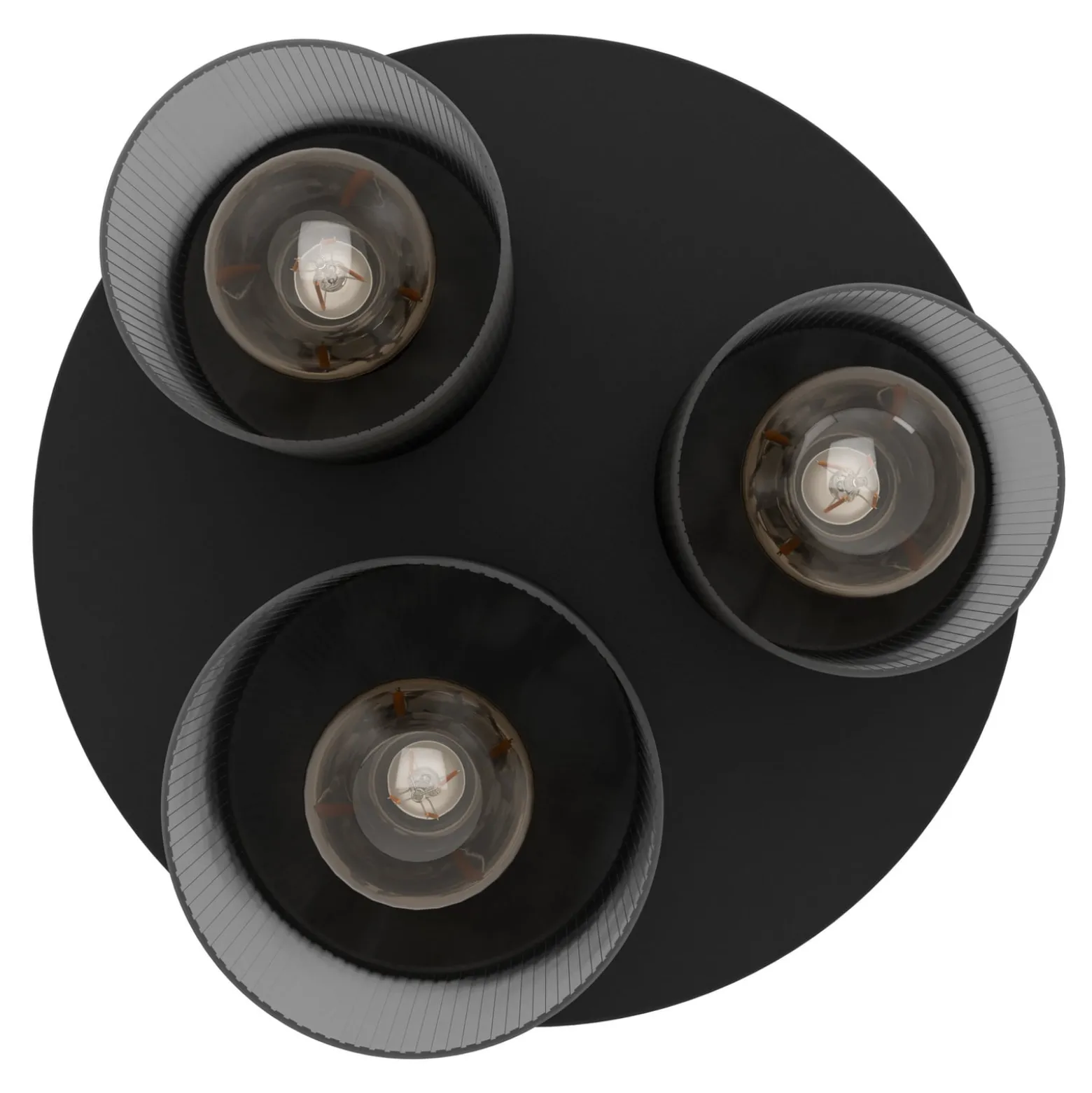 Deckenlampe Colomera, Ø 35 cm, schwarz/grau, 3-flg., Glas