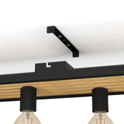 Deckenlampe Consett, schwarz/braun, Holz, 78 cm, 6-flg., E27