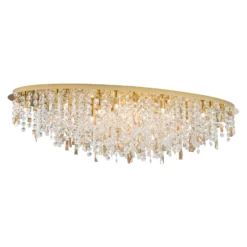 Deckenlampe Crystalriver mit Kristallbehang gold