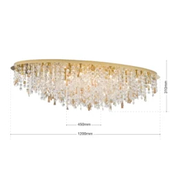 Deckenlampe Crystalriver mit Kristallbehang gold