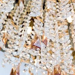 Deckenlampe Crystalriver mit Kristallbehang gold