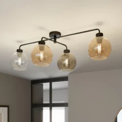 Deckenlampe Cubus vierflammig klar/bernstein/grau