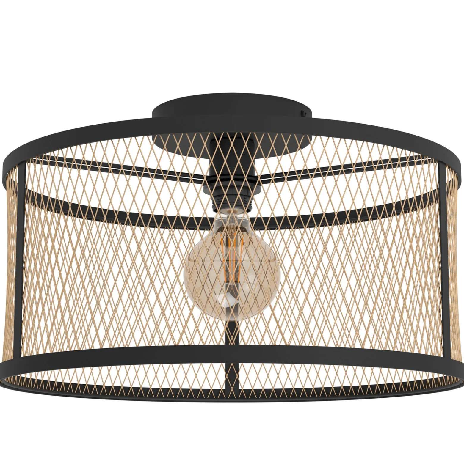 Deckenlampe Dellow, Ø 45 cm, schwarz/messingfarben, Stahl