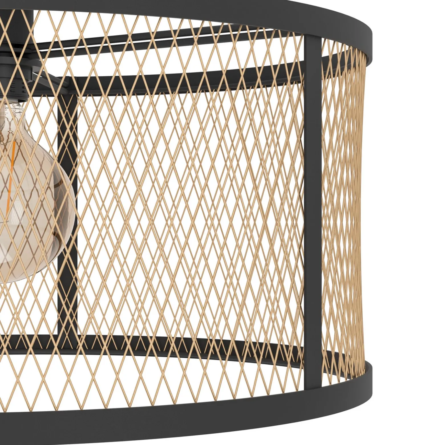 Deckenlampe Dellow, Ø 45 cm, schwarz/messingfarben, Stahl