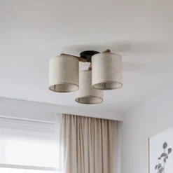 Deckenlampe Deva, Textil, dreiflammig