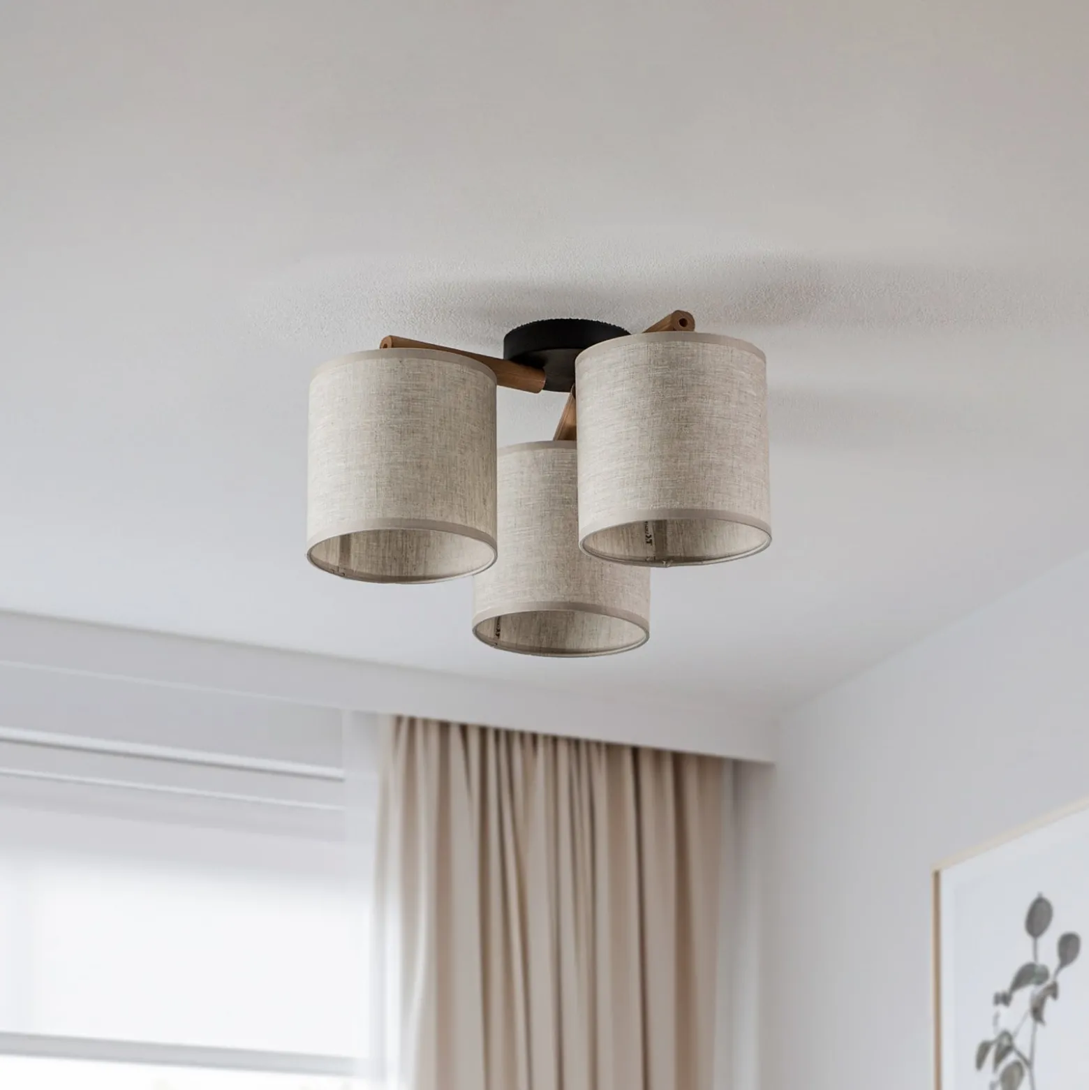 Deckenlampe Deva, Textil, dreiflammig