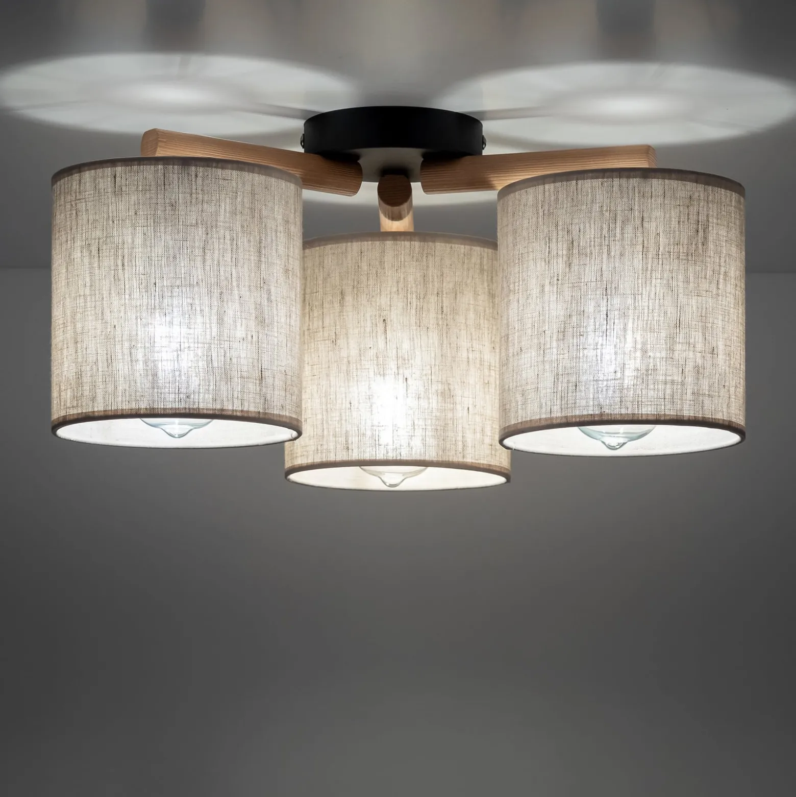 Deckenlampe Deva, Textil, dreiflammig