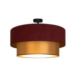 Deckenlampe Dorina, dunkelrot/gold, Ø 60 cm, Textil, E27