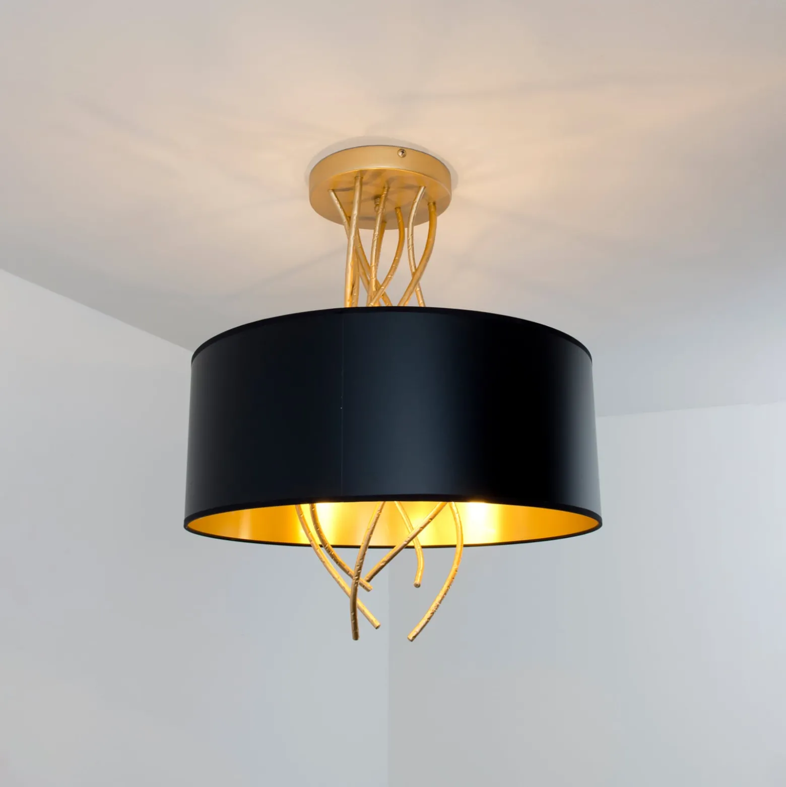 Deckenlampe Elba Ø30cm drei Fassungen schwarz/gold
