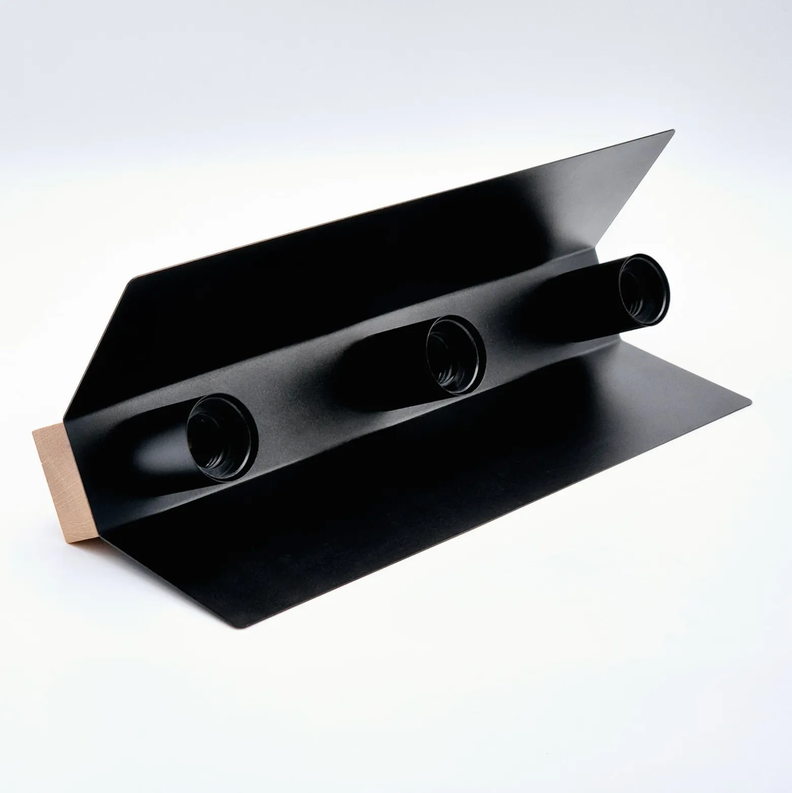 Deckenlampe Esme, schwarz, Länge 40 cm, Metall/Holz, 3-flg.