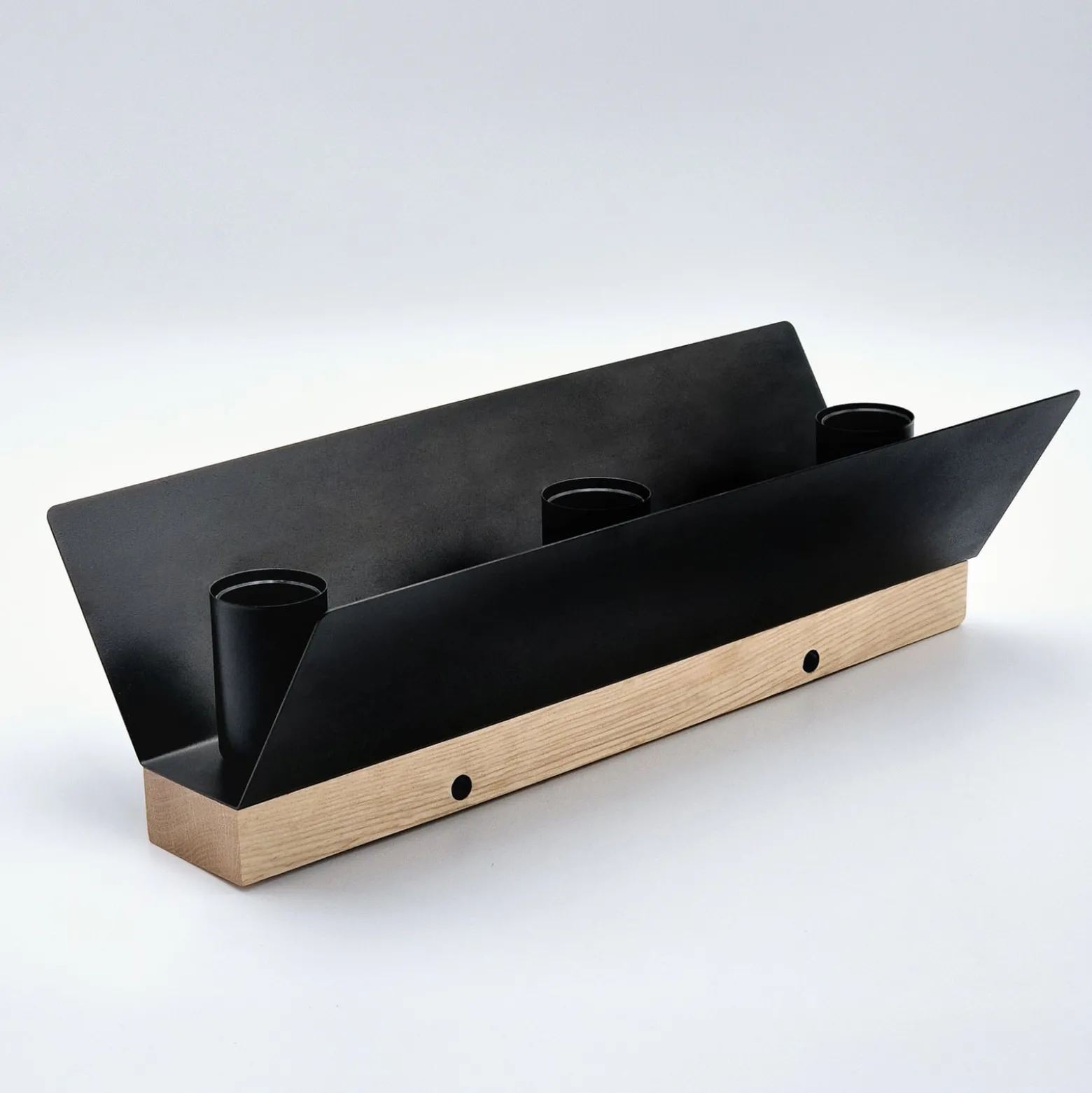 Deckenlampe Esme, schwarz, Länge 40 cm, Metall/Holz, 3-flg.