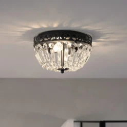Deckenlampe Etienne Glaskristalle Ø 25cm schwarz