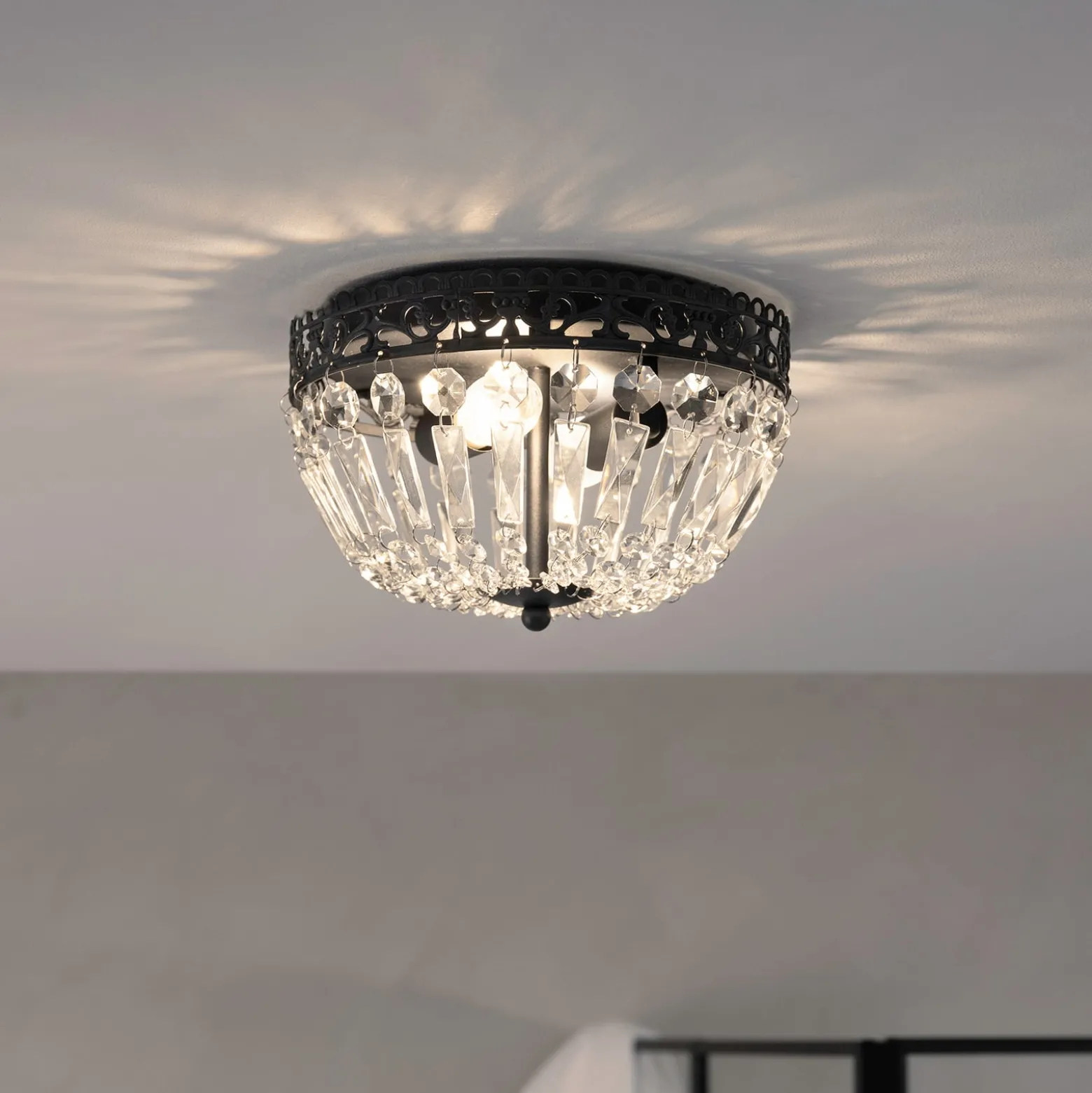 Deckenlampe Etienne Glaskristalle Ø 25cm schwarz