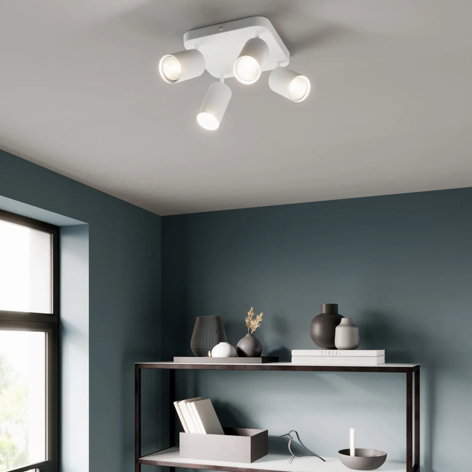 Deckenlampe Eye Spot vierflammig Quadrat, weiß