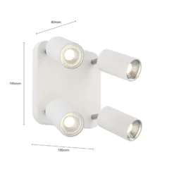 Deckenlampe Eye Spot vierflammig Quadrat, weiß