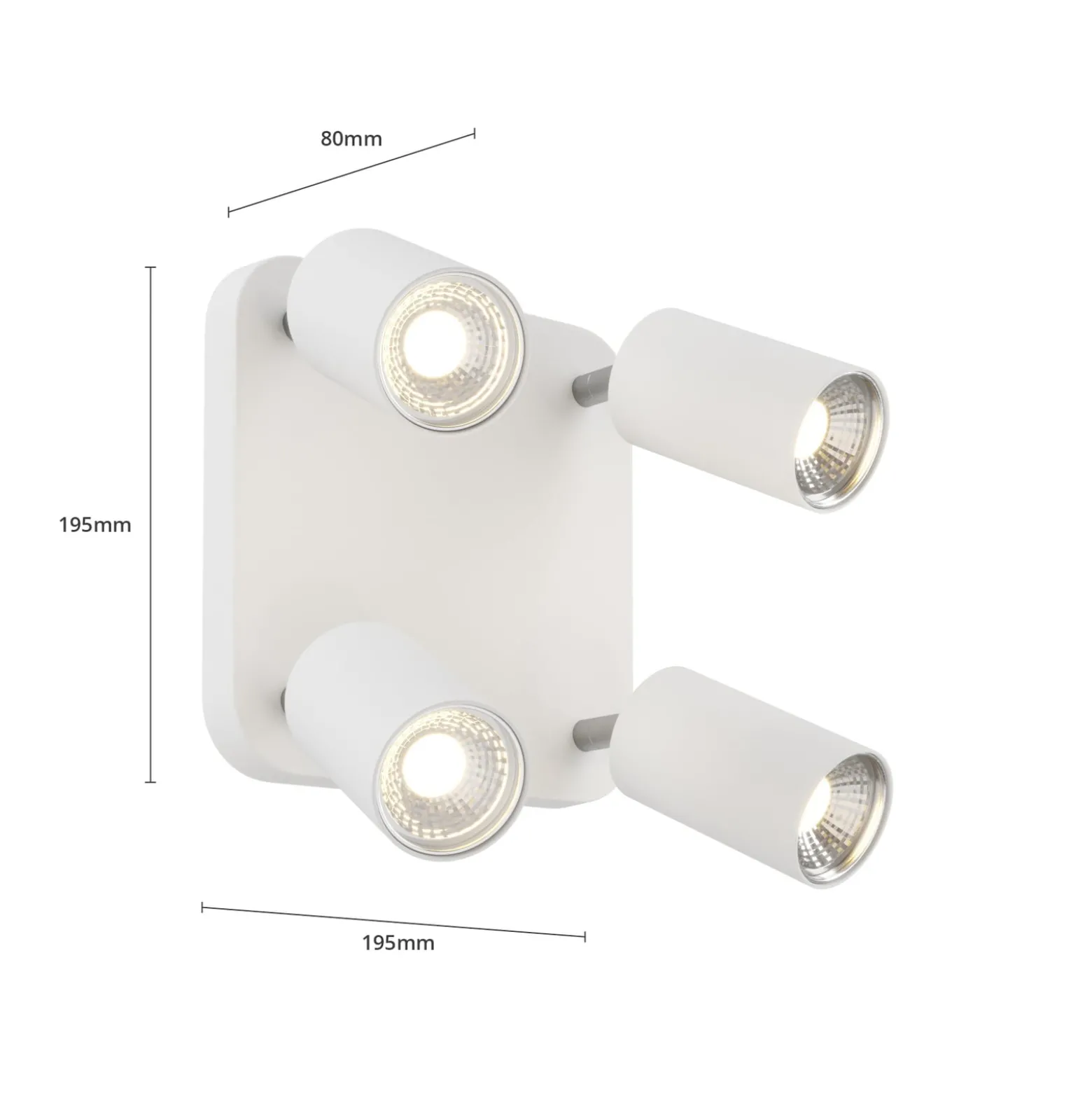 Deckenlampe Eye Spot vierflammig Quadrat, weiß