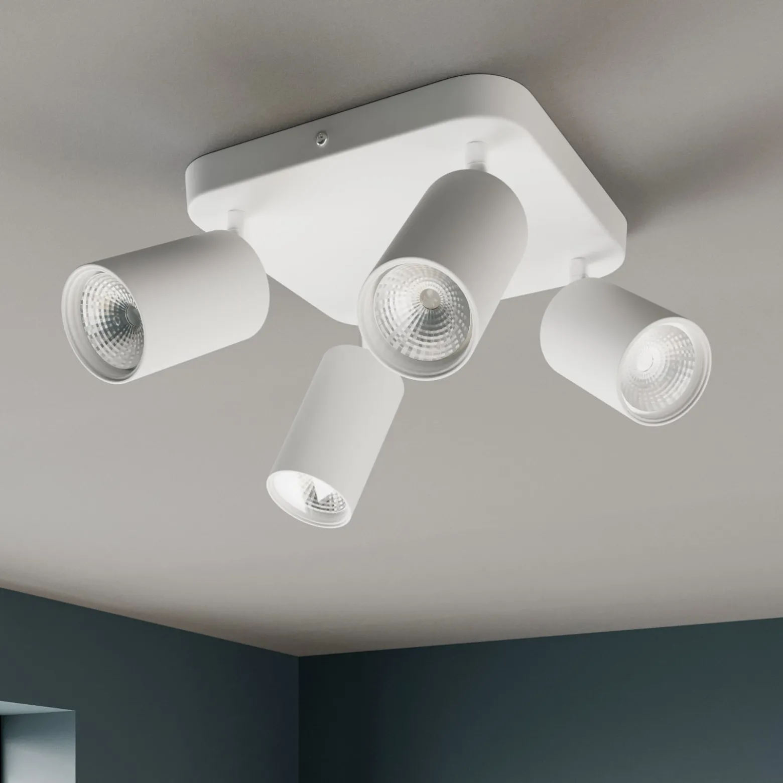 Deckenlampe Eye Spot vierflammig Quadrat, weiß
