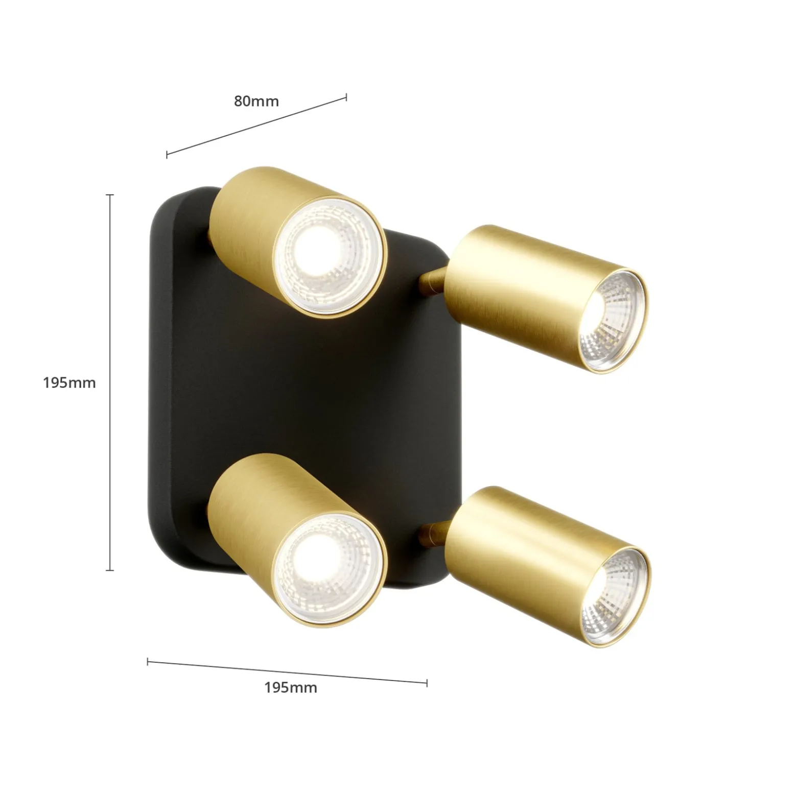 Deckenlampe Eye Spot vierflammig, schwarz/messing