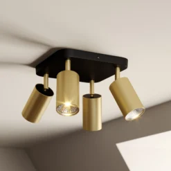 Deckenlampe Eye Spot vierflammig, schwarz/messing