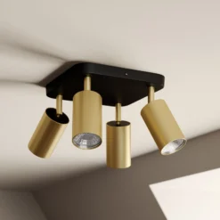 Deckenlampe Eye Spot vierflammig, schwarz/messing