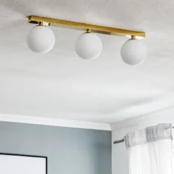 Deckenlampe Fatis Opalglas/messing 3-flammig lang
