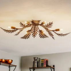Deckenlampe Felce als Farn in Bronze, 105 x 60 cm