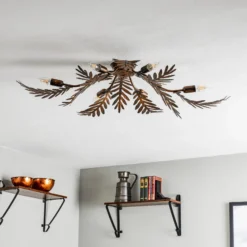 Deckenlampe Felce als Farn in Bronze, 105 x 60 cm