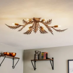 Deckenlampe Felce als Farn in Bronze, 105 x 60 cm