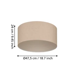 Deckenlampe Feniglia mit Leinenschirm natur