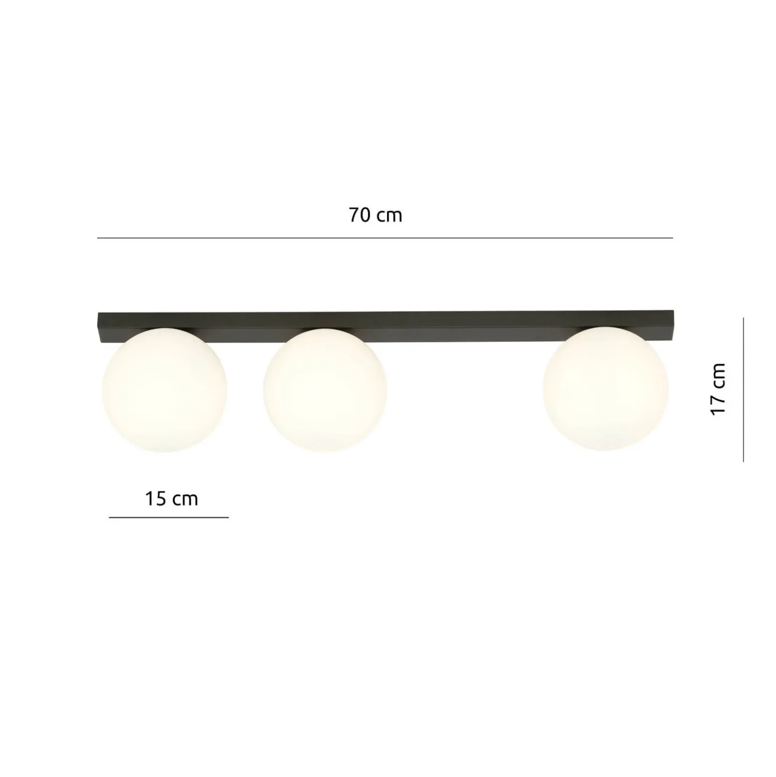 Deckenlampe Fit, schwarz/opal, dreiflammig