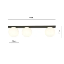 Deckenlampe Fit, schwarz/opal, dreiflammig
