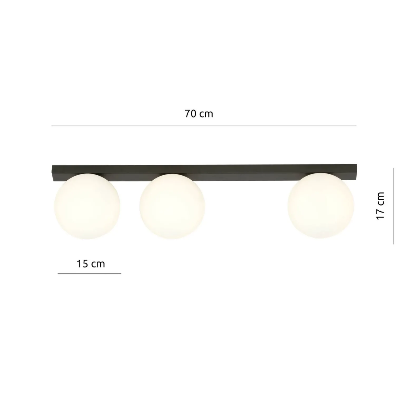 Deckenlampe Fit, schwarz/opal, dreiflammig