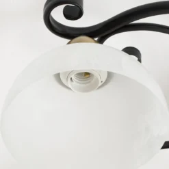 Deckenlampe Flora, 3 Glasschirme, schwarz/messing