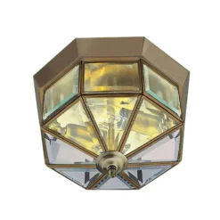Deckenlampe Flush Klassik messing antik, achteckig