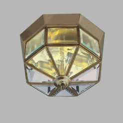 Deckenlampe Flush Klassik messing antik, achteckig