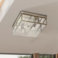 Deckenlampe Flush Klassik, 25x25cm, messing antik