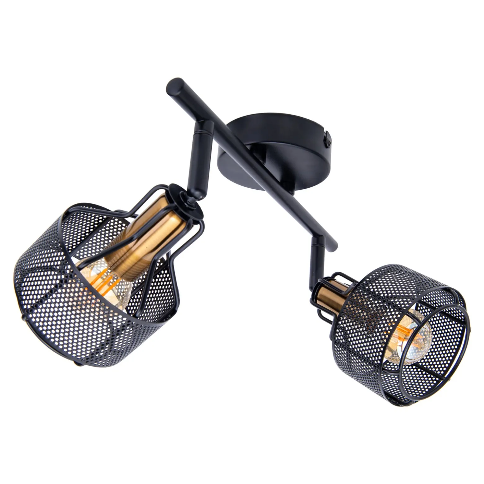 Deckenlampe Foro, zweiflammig, schwarz/gold