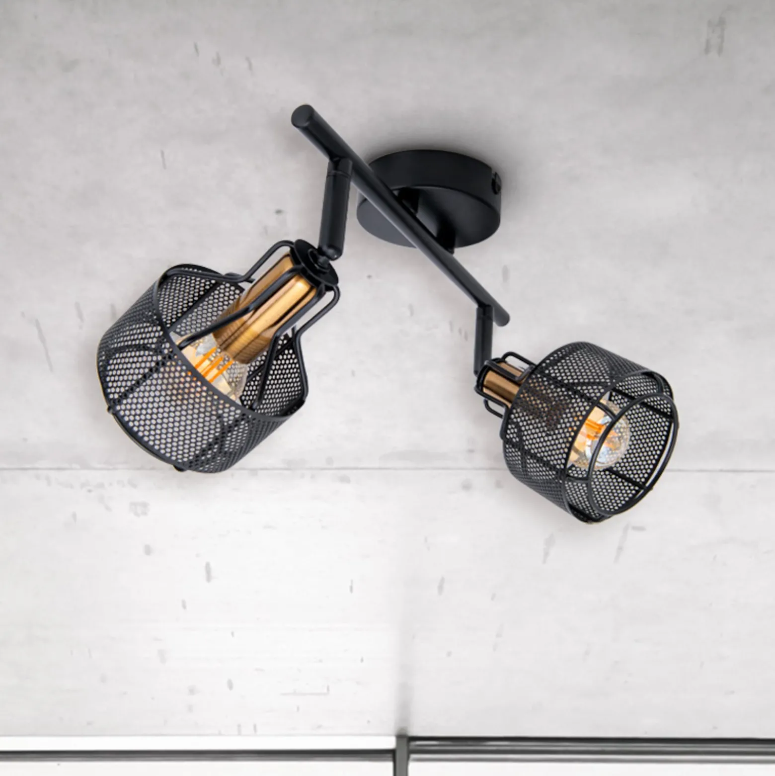 Deckenlampe Foro, zweiflammig, schwarz/gold