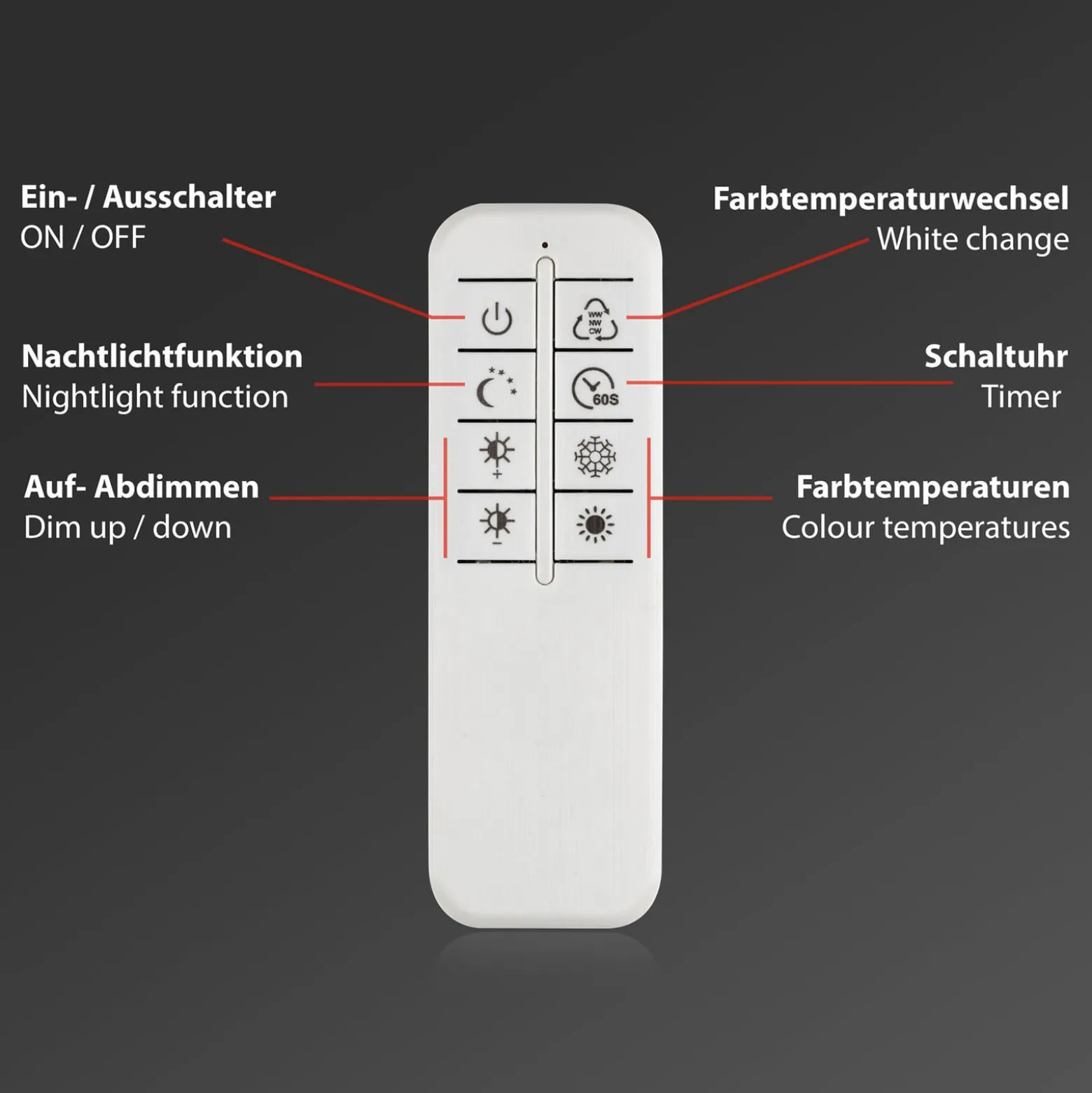 Deckenlampe Frame CCT, Fernbedienung, schwarz/holz