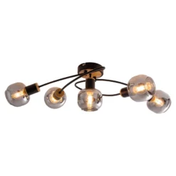 Deckenlampe Fumoso, fünfflammig, schwarz