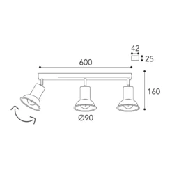 Deckenlampe Genziana 1421.E27, 3-flg messing antik