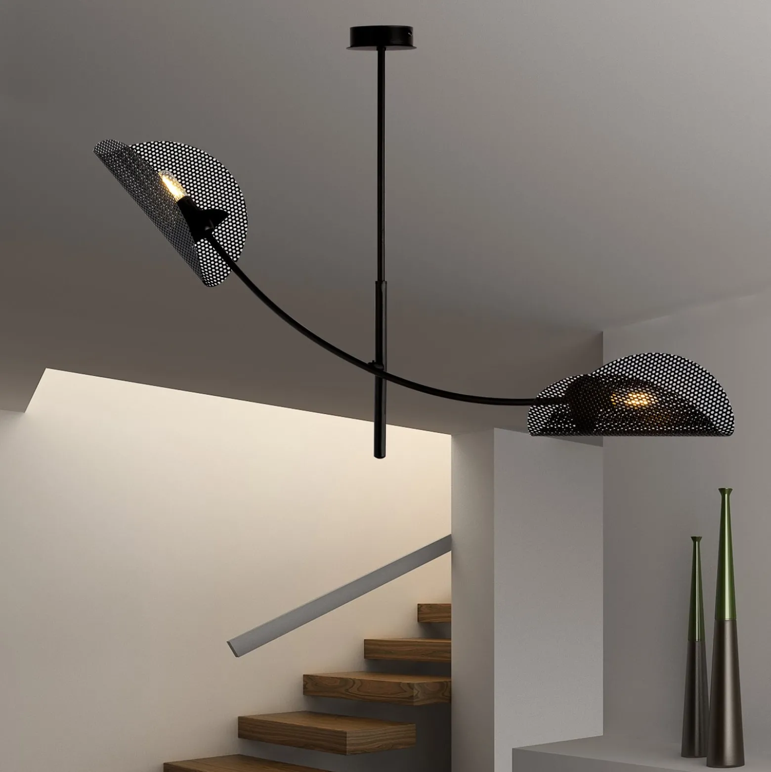 Deckenlampe Gladio, schwarz, zweiflammig