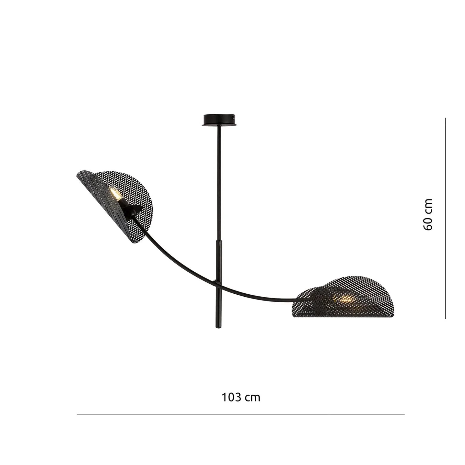 Deckenlampe Gladio, schwarz, zweiflammig