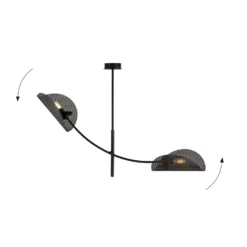 Deckenlampe Gladio, schwarz, zweiflammig
