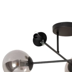 Deckenlampe Glassy, 4-flg. gekreuzt schwarz/grafit