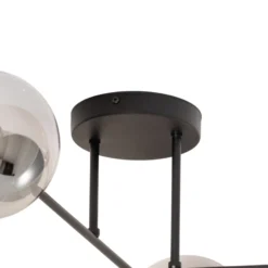 Deckenlampe Glassy, 4-flg. gekreuzt schwarz/grafit