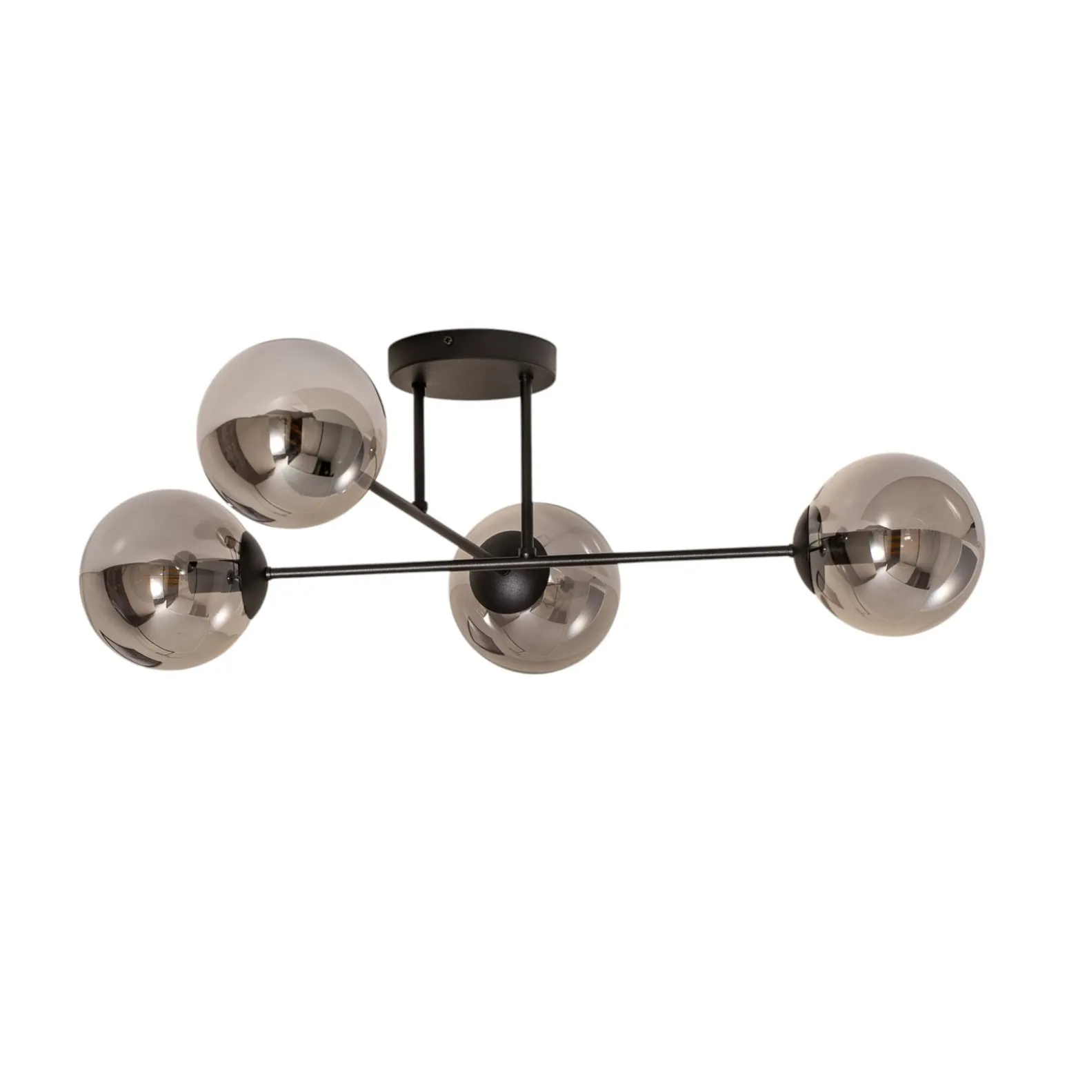 Deckenlampe Glassy, 4-flg. gekreuzt schwarz/grafit