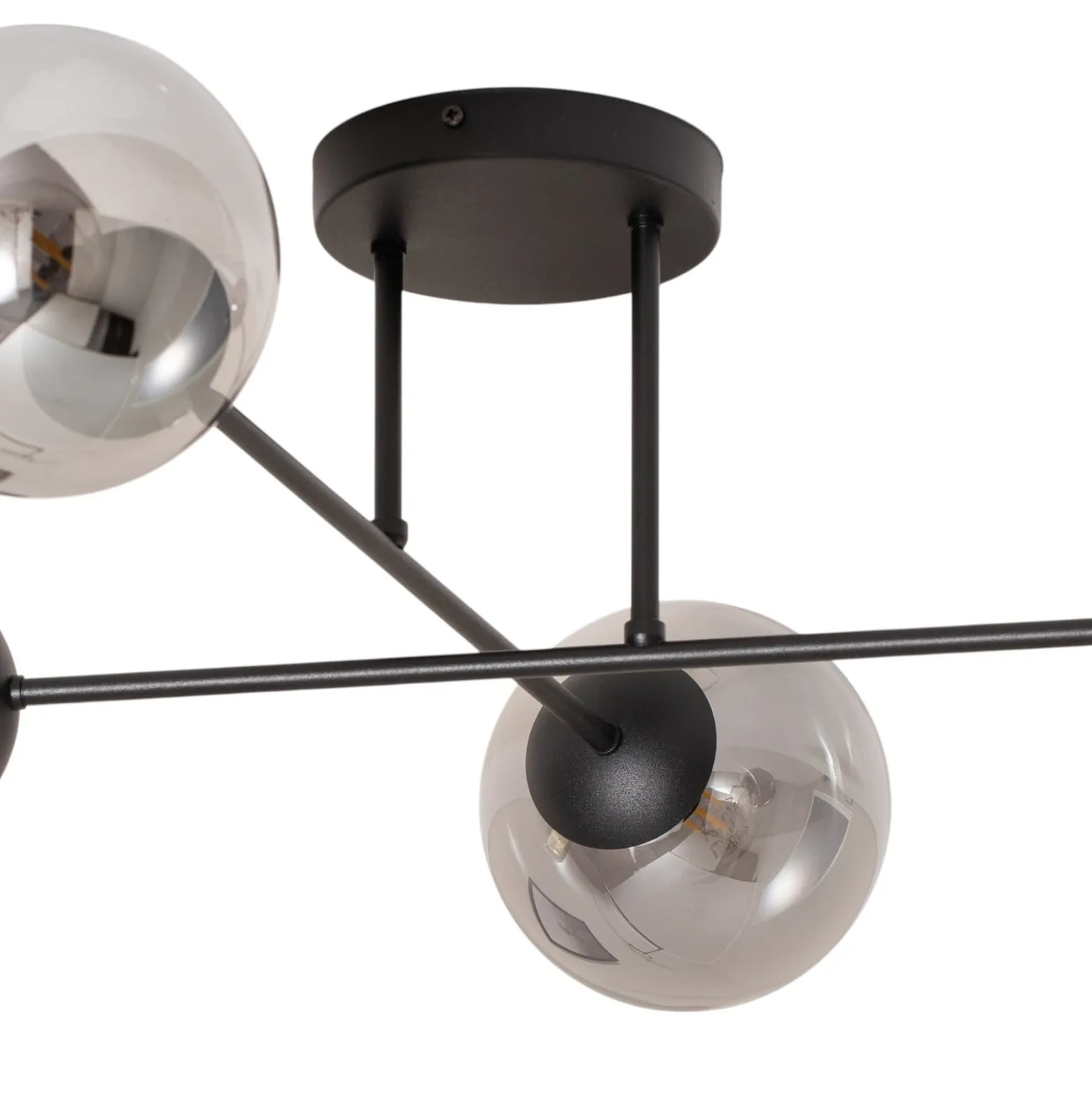 Deckenlampe Glassy, 4-flg. gekreuzt schwarz/grafit