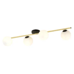 Deckenlampe Glassy 4-flg. linear schwarz/gold/opal