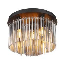 Deckenlampe Gorley, rauch/schwarz, Glas, 32 cm, 5-flg., E14